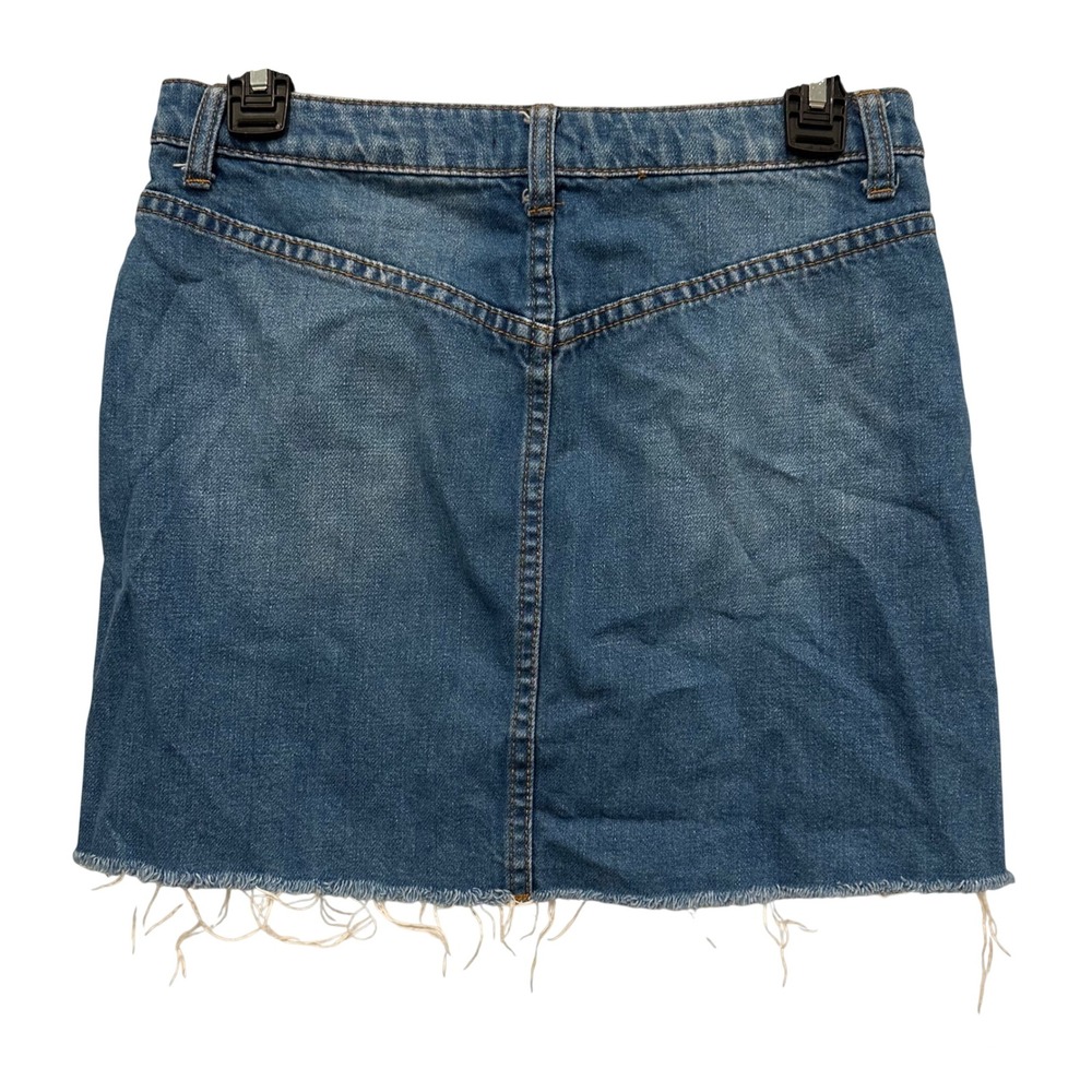 BDG Urban Outfitters Blue Denim Button Front Mini Skirt Raw Hem Womens Small - Picture 3 of 6